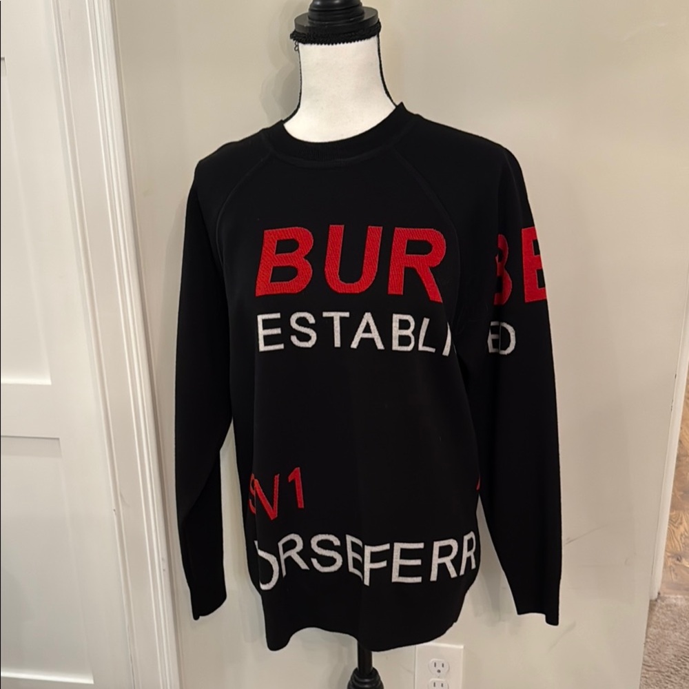 Burberry Crewneck Sweater in Black and Red